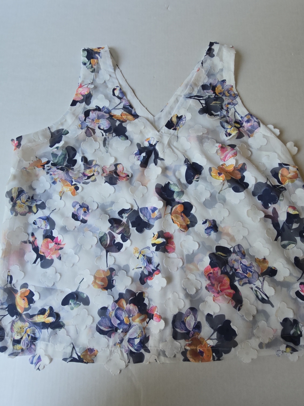 Floral V-Neck Camisole Tank Top - White Multi